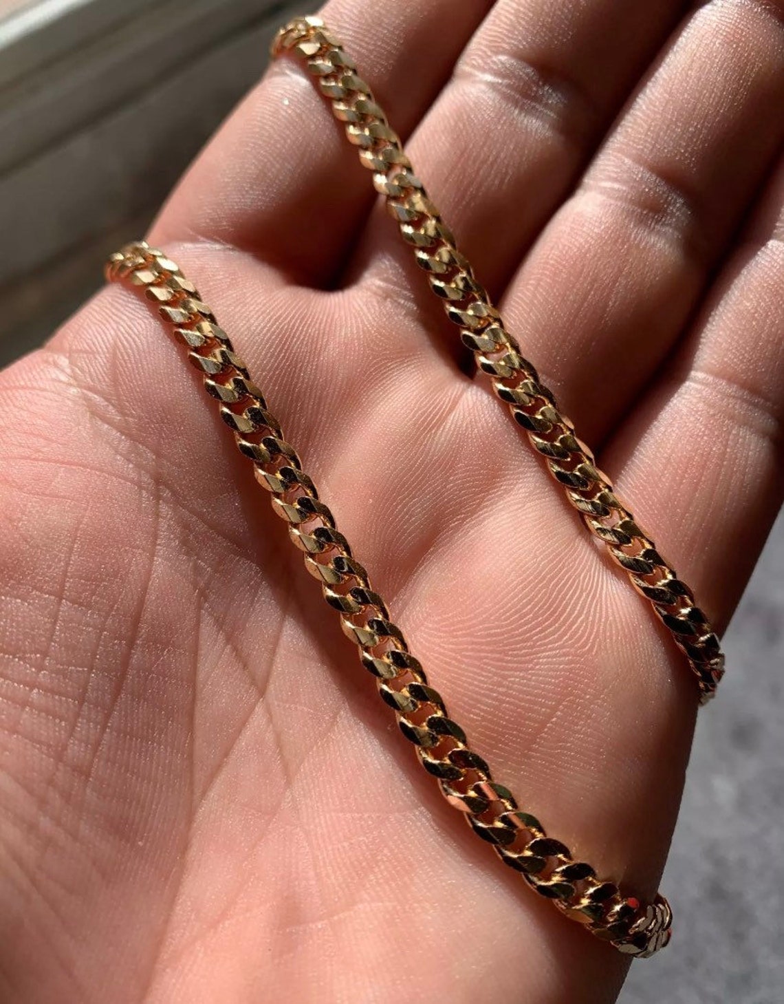 4MM 14K Solid gold Miami Cuban link chain 24 inch yellow | Etsy