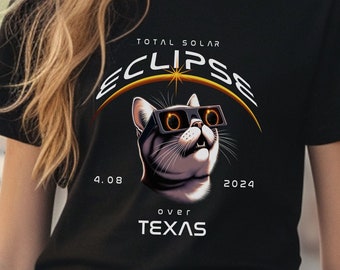 Total Solar Eclipse Viewing Siamese Cat tshirt, Totality Over Texas, Eclipse Shirt, Cat Mom, Funny Cat t-shirt, Cat Dad Gift. Fur Parent tee