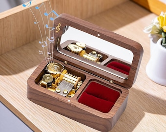 Personalized Wooden Jewelry Music Box,Music Box Custom Song,Customized Music Box with Jewelry Storage,Custom Jewelry Box