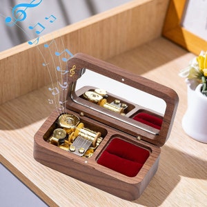 Personalisierte Holzschmuck Spieluhr, Spieluhr Benutzerdefiniertes Lied, kundenspezifische Spieluhr mit Schmuckaufbewahrung, kundenspezifische Schmuckschatulle