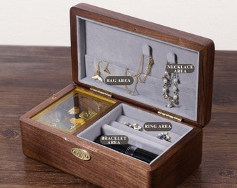 Personalisierte Walnuss Holzschmuck Spieluhr, graviertes Jubiläumsgeschenk