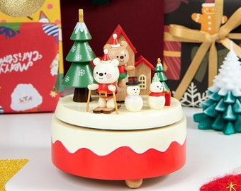 Personalisierte Weihnachtsspieluhr, graviertes Holzgeschenk