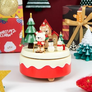 Personalized Christmas Music Box, Engraving Wooden Music Box,children&#39;s gifts,holiday gift,birthday gifts