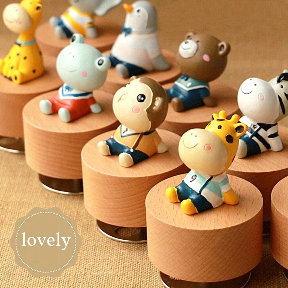 Animal Music Box Rotating Music Box Wooden Music Box Etsy