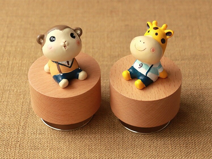 Animal Music Box Rotating Music Box Wooden Music Box Etsy