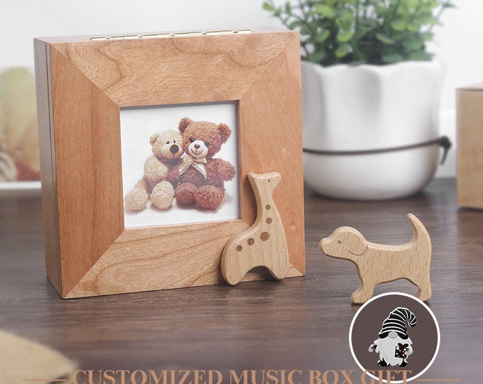 Personalized Wooden Jewelry Music Box, Custom Engraved Music Box, Custom Photo Music Box, Christening Gift, Anniversary Gift, Birthday Gift