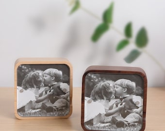 Personalisierte Holz Fotorahmen Spieluhr: Graviertes Andenken