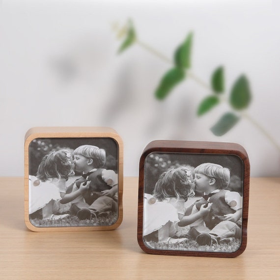 Personalized Wood Photo Frame Music Box: Engraved Keepsake Gift
