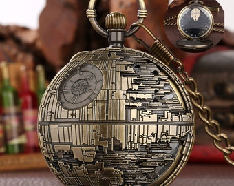 Personalized Quartz Music Pocket Watch,Handmade Bronze Planet Pocket Watch, Groomsmen Gifts,Holiday Gift,Unique Gift