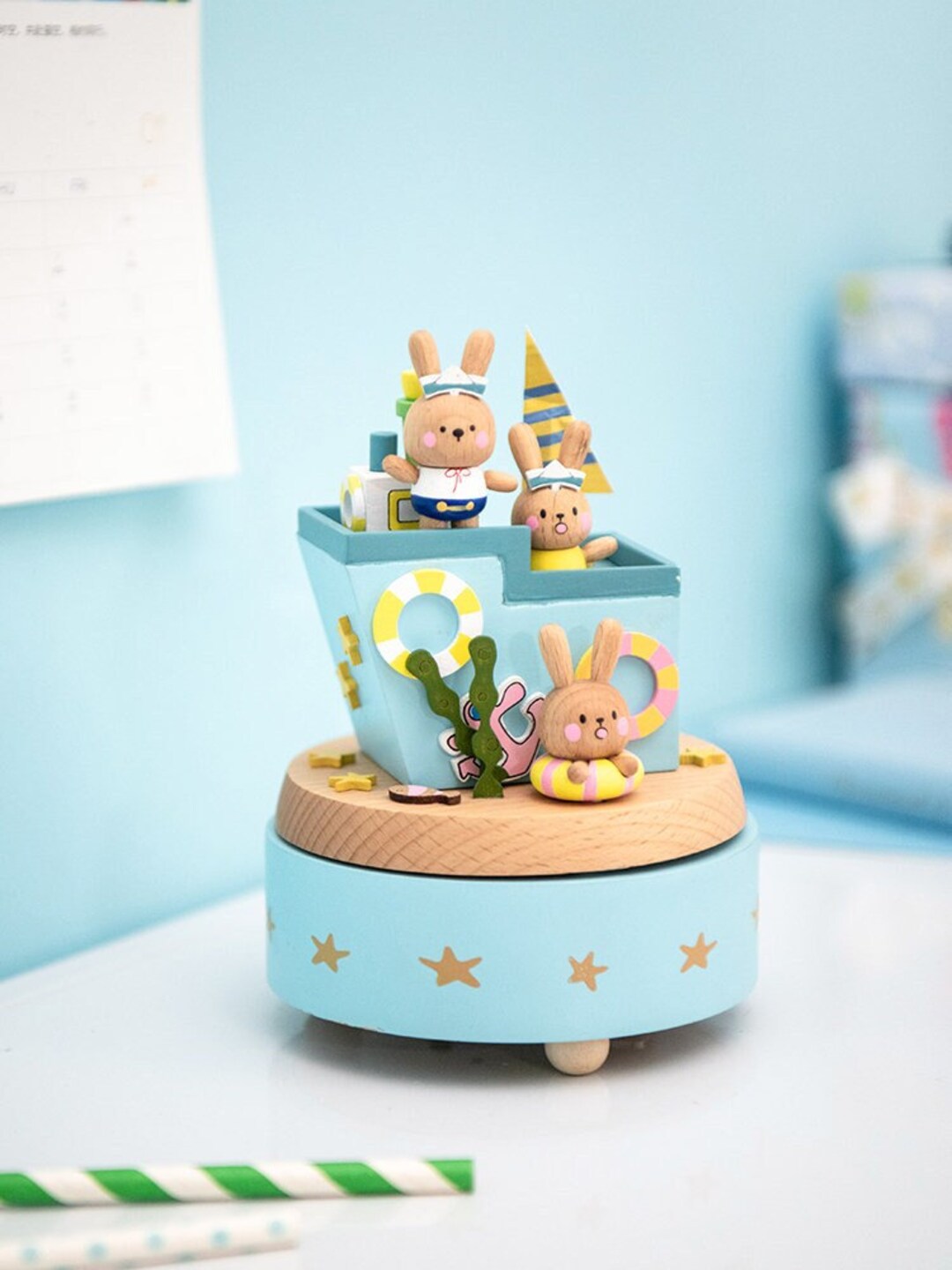 Personalized Wooden Handmade Music Box, Cartoon Pirate Music Box