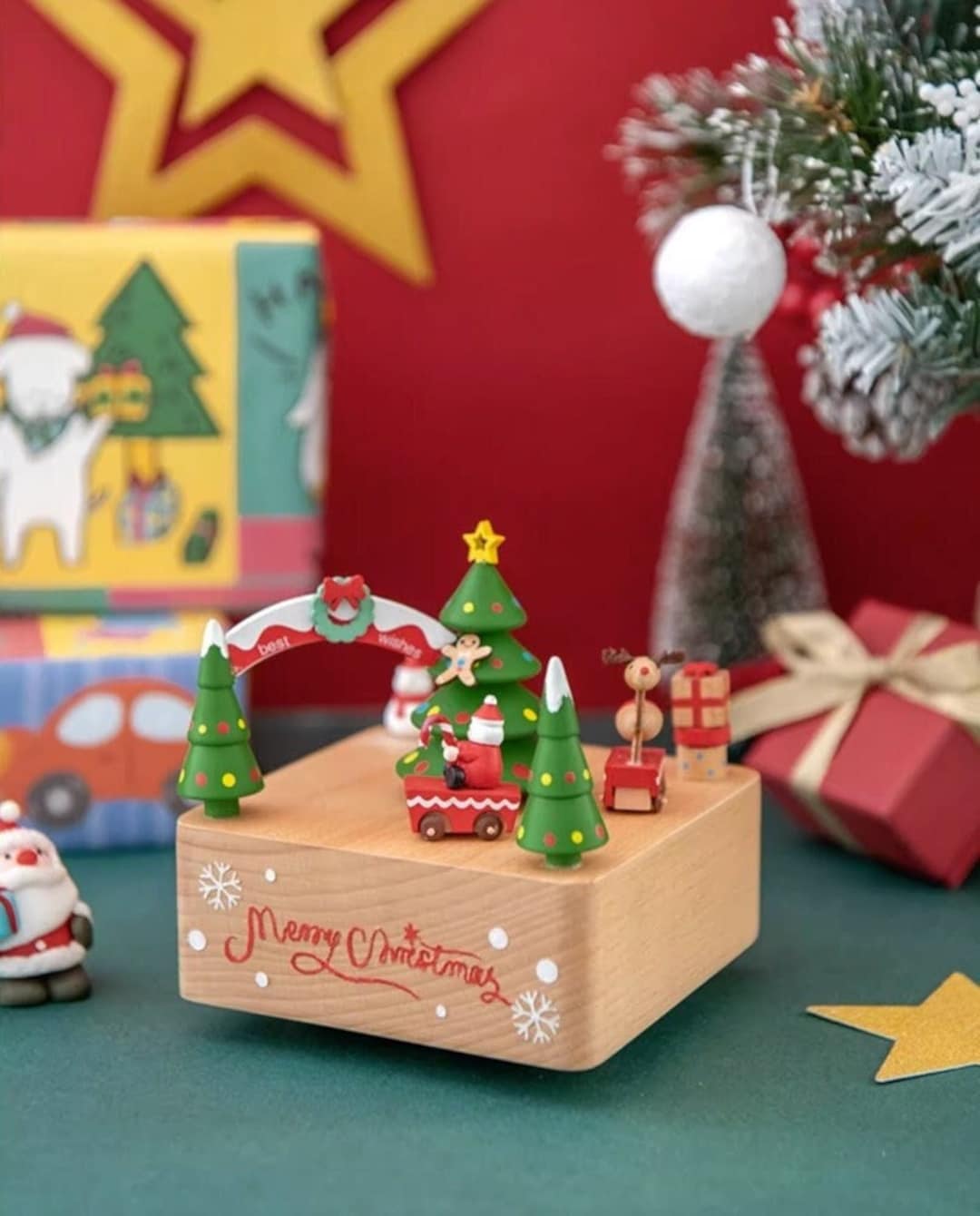 Merry Christmas Music Box,personalized Wooden Music Box, Handmade Music