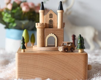 Personalized Engraved Wooden Music Box, Castle Music Box, Custom Music Boxes, Unique Gifts, Special Souvenirs, Holiday Gifts