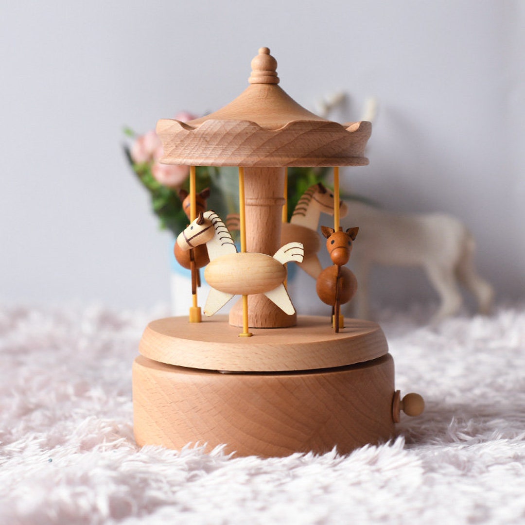 Personalized Wooden Carousel Music Box: Engraved Gift - Etsy