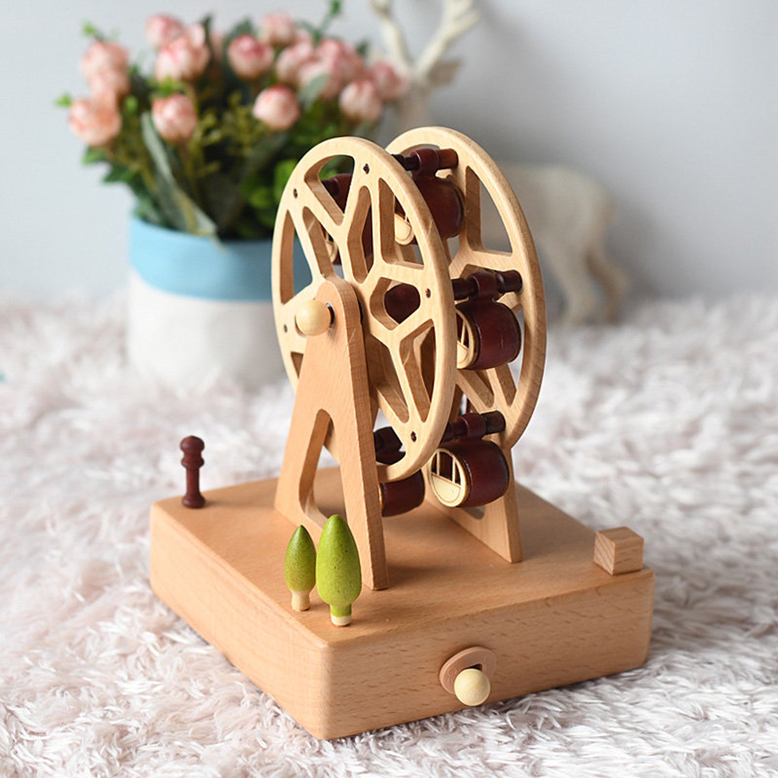 Ferris wheel music box rotating wooden music box Etsy