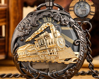 Personalized quartz music pocket watch, creative train music pocket watch, handmade pocket watch, holiday gift, birthday gift, gift for him