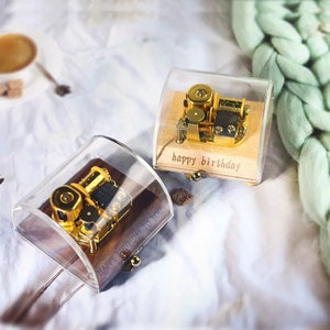 Personalized Wooden Engraved Music Box, Handmade Transparent Music Box, Anniversary Gift, Birthday Gift, Vintage Gift, Gift For Her