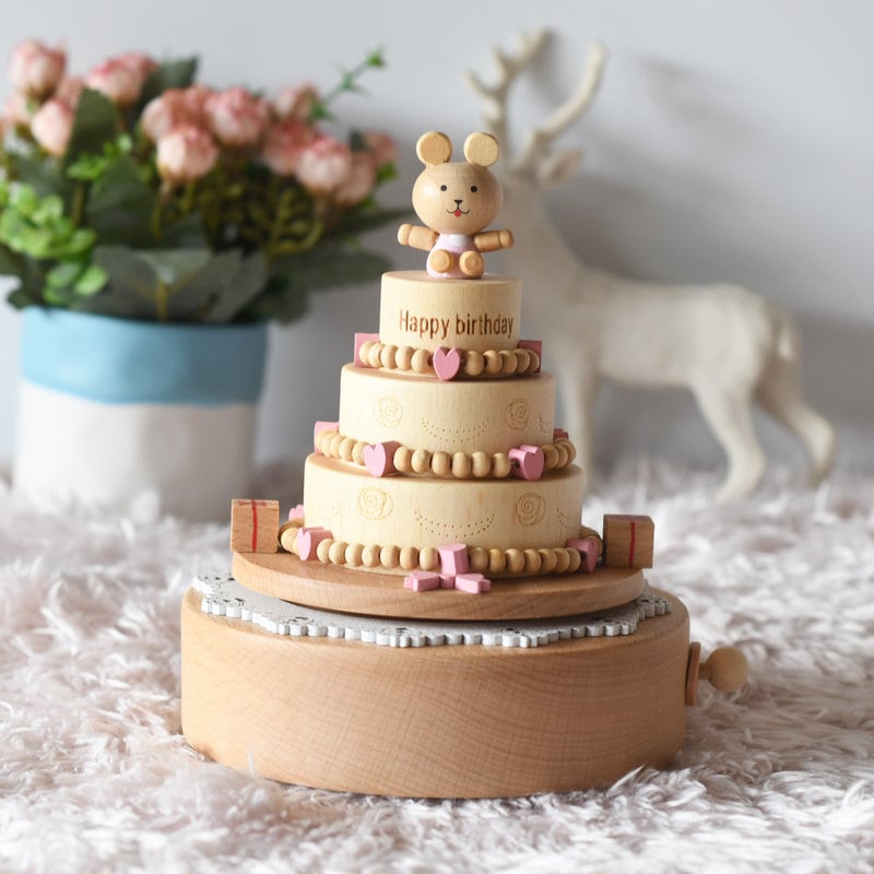 Personalized wooden handmade music box,Customized Music Box,Cartoon Bear Music Box, Holiday Gifts, Party Gifts,Special Keepsake