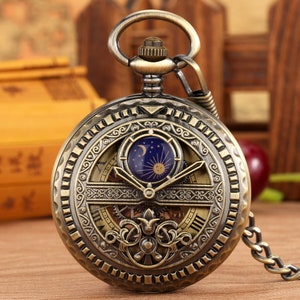 Personalized Bronze Pointer Mechanical Pocket Watch,handmade mechanical pocket watch,holiday gift,unique gift