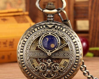 Personalized Bronze Pointer Mechanical Pocket Watch,handmade mechanical pocket watch,holiday gift,unique gift