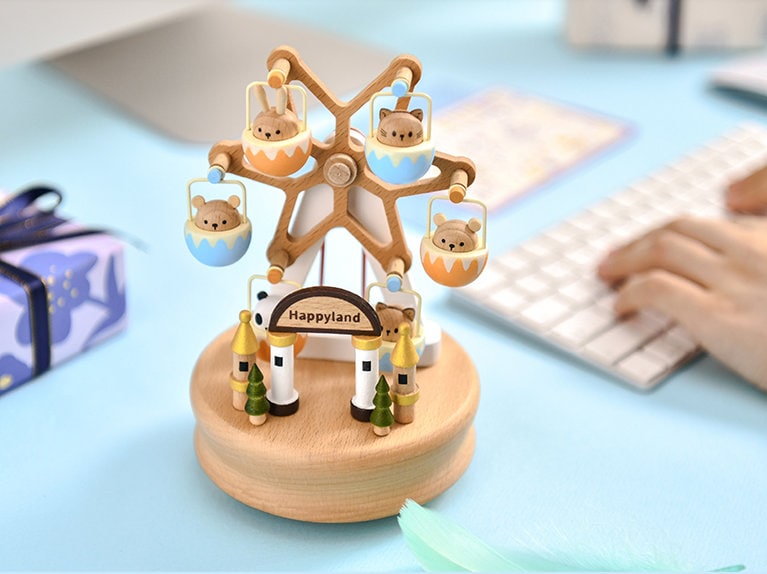 観覧車木製オルゴール、ラブストーリーソング、パーソナライズされた