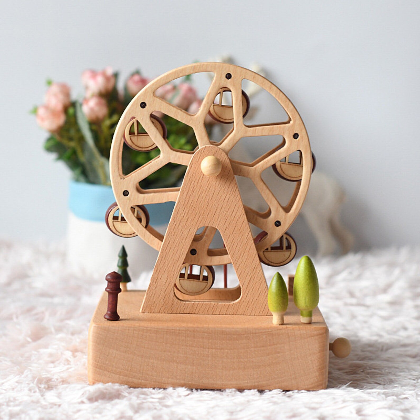 Ferris wheel music box rotating wooden music box Etsy