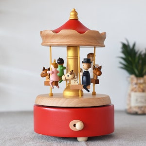 Caja de música de madera grabada personalizada, caja de música de carrusel, caja de música personalizada, regalo navideño, regalo único, recuerdo especial
