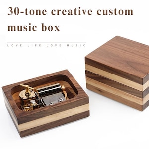 Personalized 30-tone custom music box, wooden engraved music box, creative gift, birthday gift,Unique gift