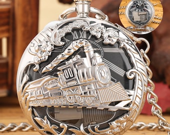 Personalized Train Music Pocket Watch , Quartz Music Pocket Watch,Hollow Design Music pocket watch,Handmade Music pocket watch,holiday gift
