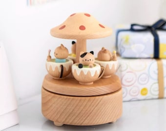 Personalisiertes Katzenparadies Hölzerne Spieluhr: Graviertes Andenken