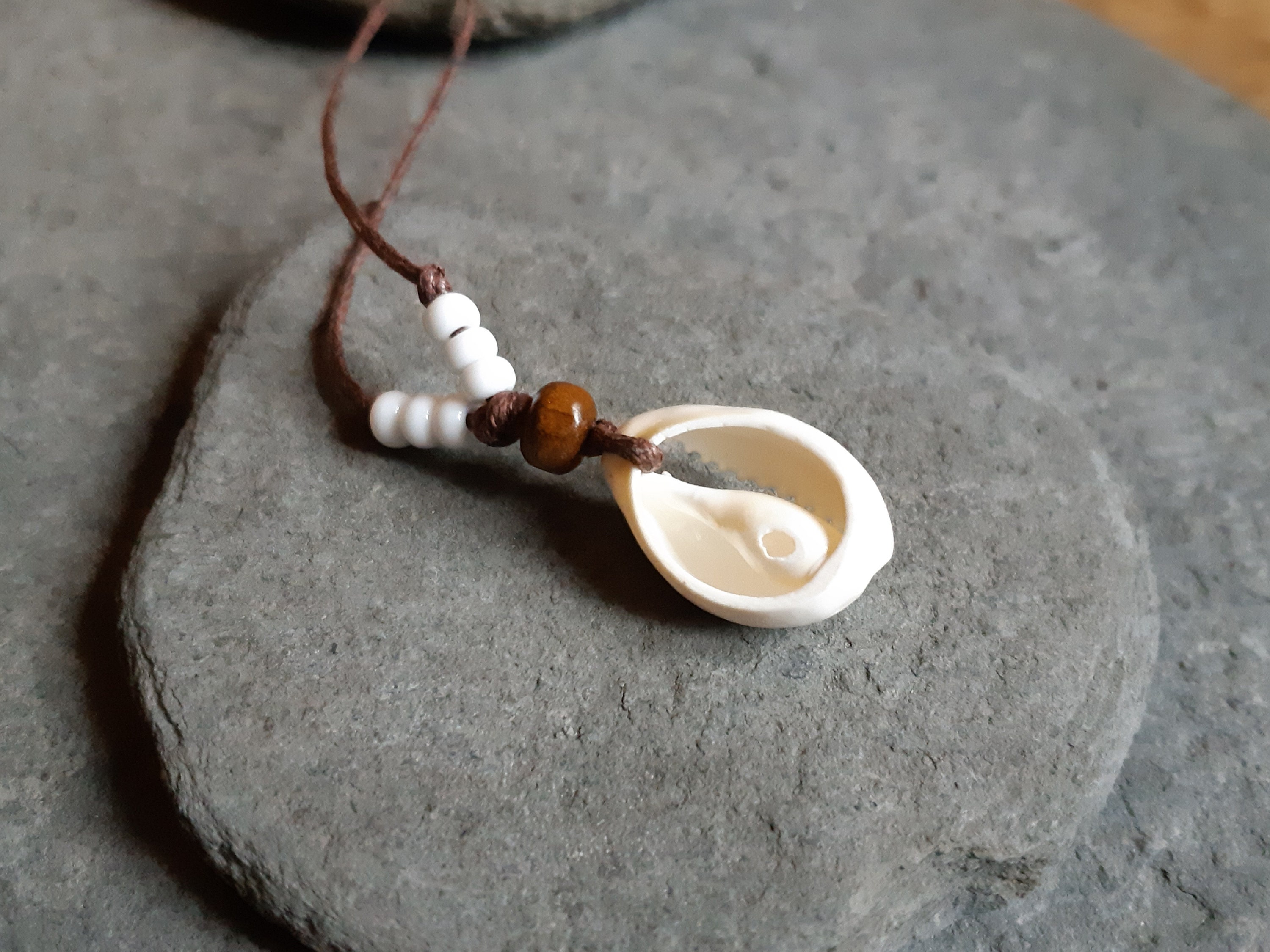 Single Real Cowrie Shell Necklace. Natural Handmade Jewelry