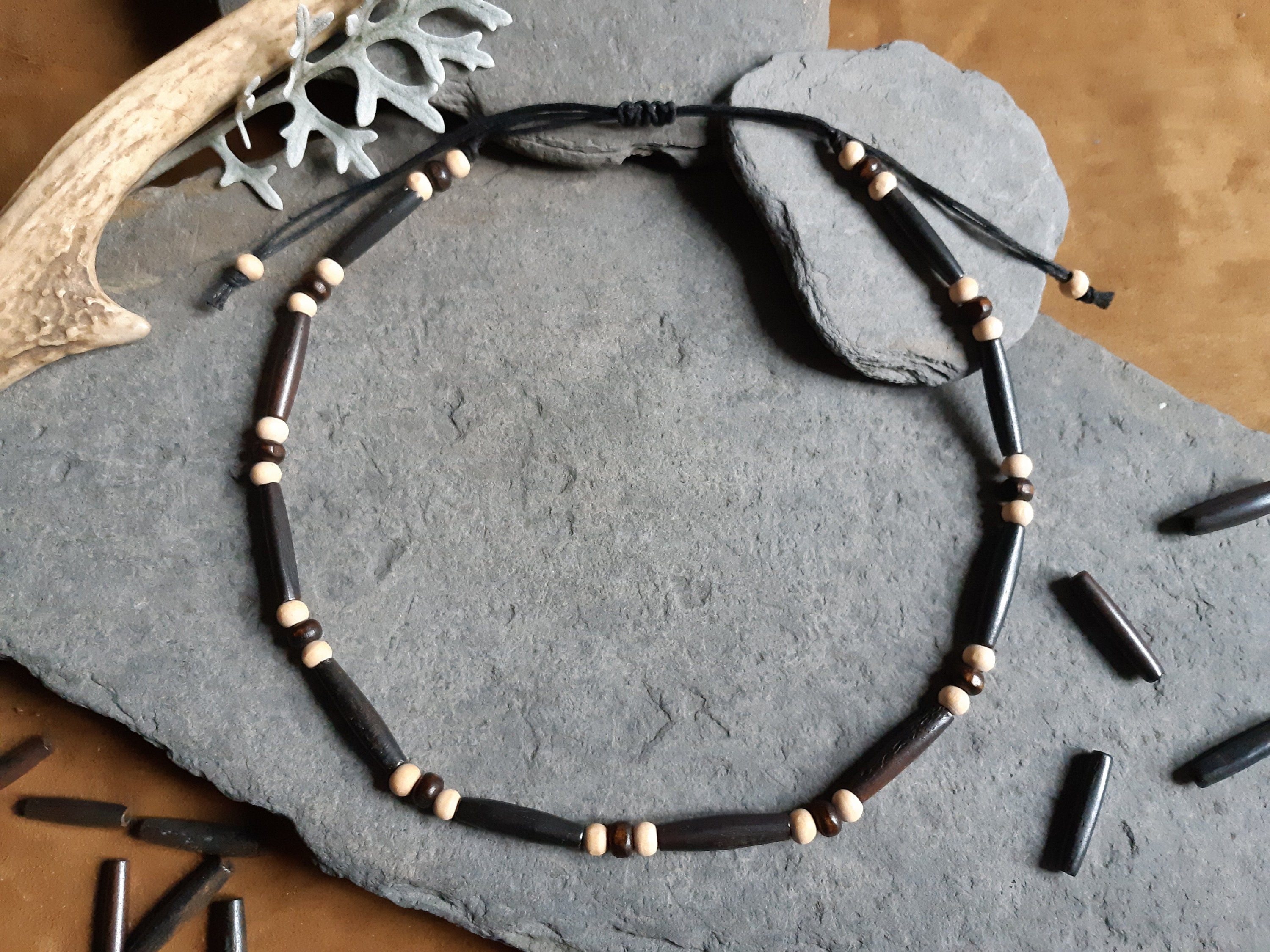 Buffalo hair pipe bone Native american tribal choker for men with  real Indian style Warrior surf Handmade