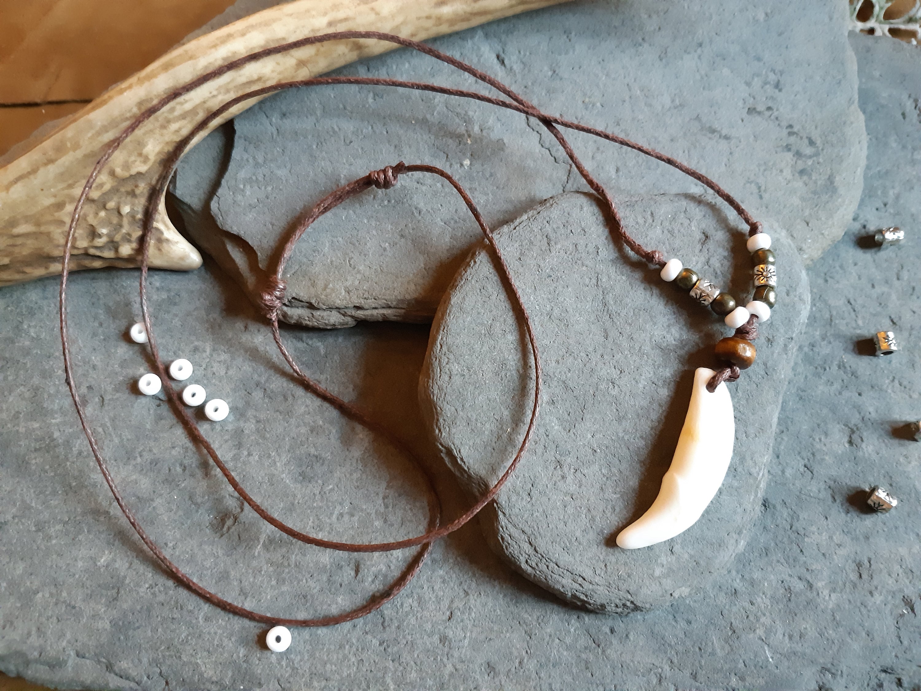 Real Coyote Tooth Pendant Tribal Style. Wolf Fang Men's Surf