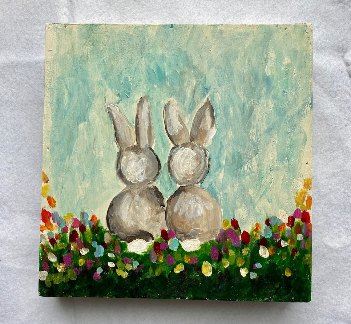 Handpainted Bunnies Etsy
