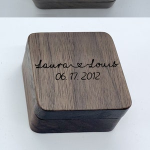 Wedding Personalized Engraved square ring box (proposal or anniversary gift) custom