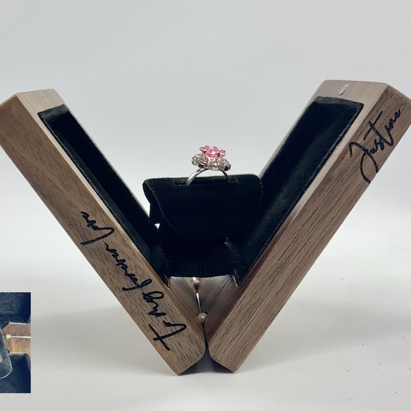 Slim Flip-Up Engagement Proposal Ring Box / Wedding Personalized Engraved ring box (anniversary/valentines gift)