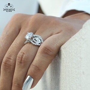 1.50CT AAA CZ Diamond Skull Engagement Ring for Women, Symbol of Eternal Love Skull Proposal Ring, White Gold Skull Wedding Ring Gothic Ring
