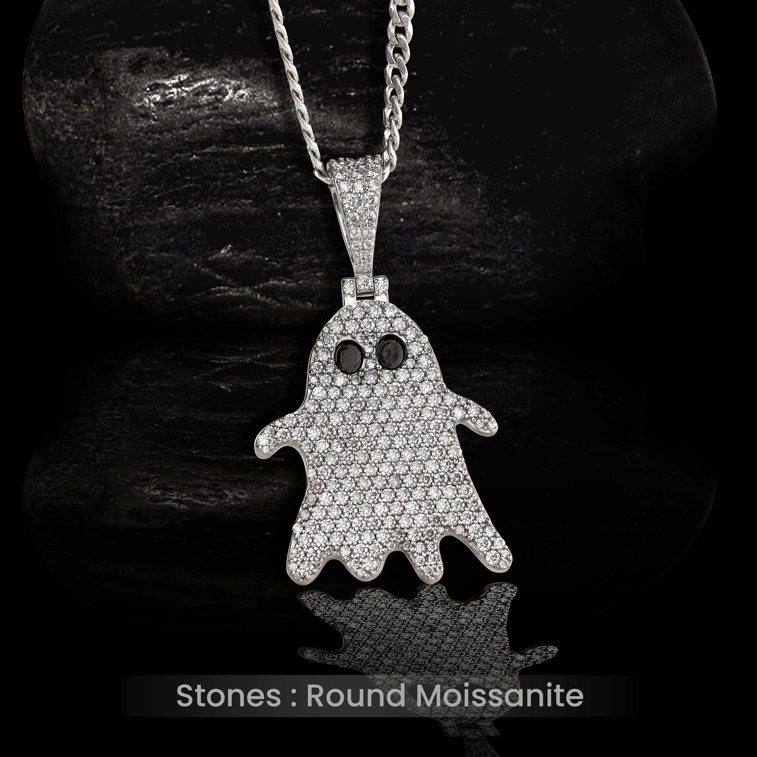 Buy Moissanite Iced Out Ghost Necklace for Girls Women 925