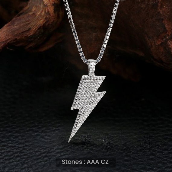 Lightning Bolt Necklace, Flash Necklace, 925 Sterling Silver