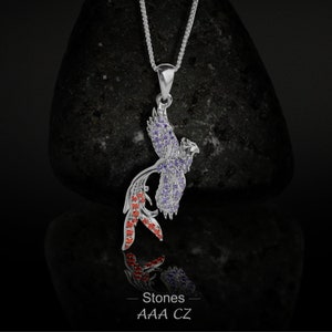 Phoenix Necklace for Women Girls Rising Phoenix Pendant Mythical Bird Necklace Phoenix Jewelry Sterling Silver AAA CZ Christmas Gift for Her