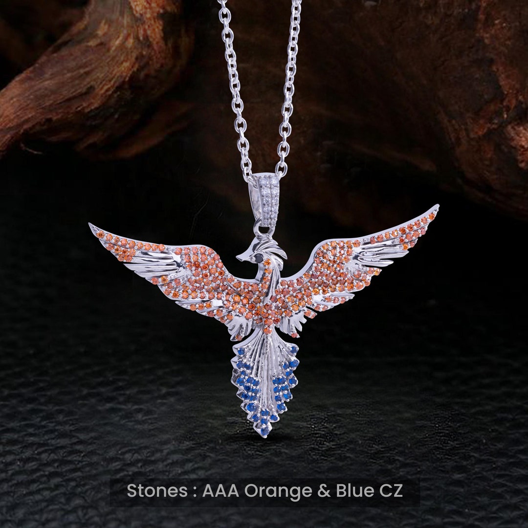 Phoenix Necklace for Girls Women, 925 Sterling Silver Rising Bird