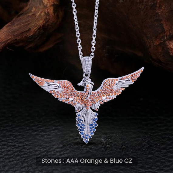 Phoenix Collana In Argento Sterling 925 Con Alabastro Rosso – Ciondolo Fenice Fiammeggiante, Gioiello Donna