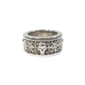 Sterling Silver Skull Wedding Band Mens, Fleur De Lis Skull Ring for Men, Punk Biker Gothic Jewelry, Anniversary Gift for Him for Boyfriend