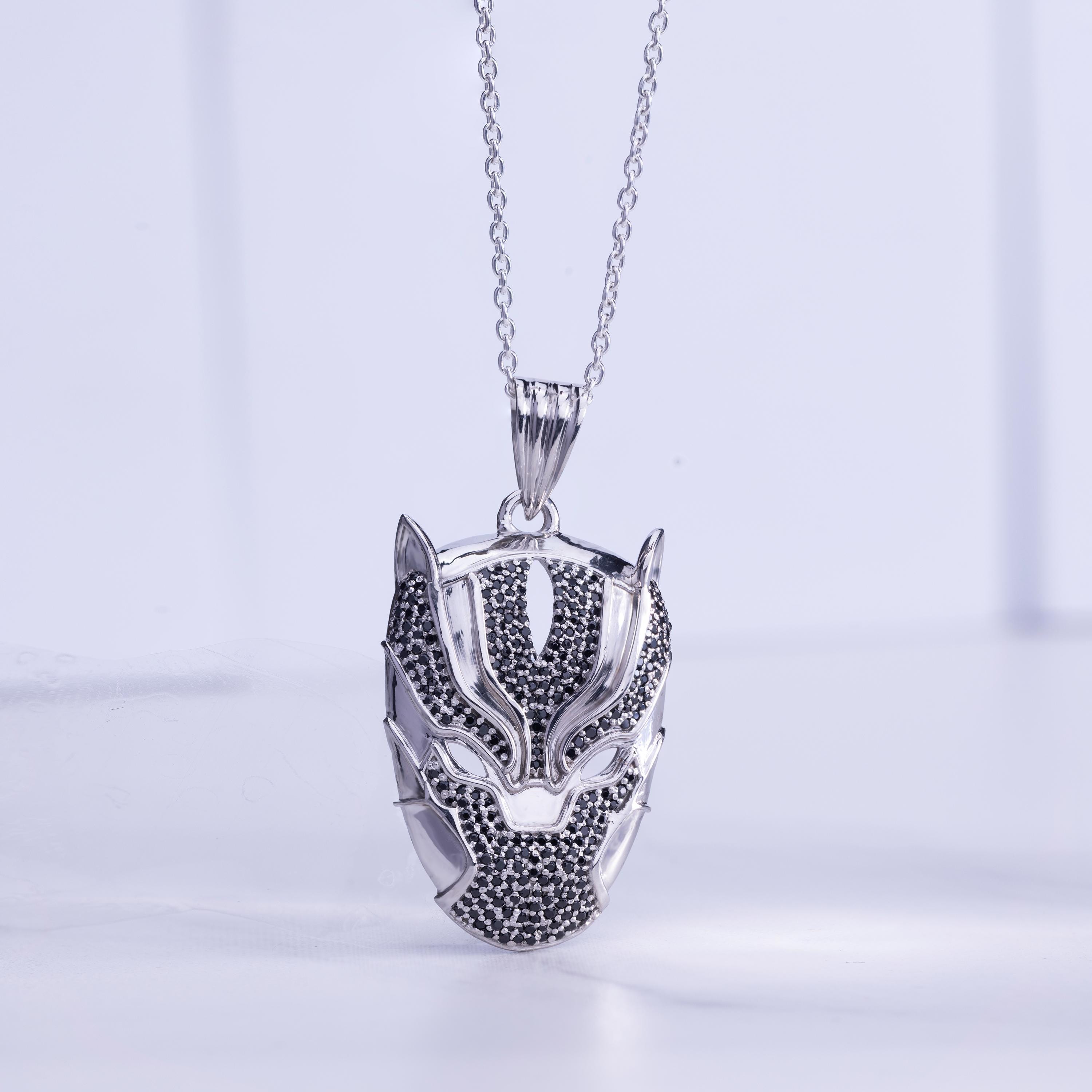 Buy Panther Mask Pendant With Chain AAA CZ Diamonds Black Panther