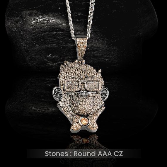 Iced Out Monkey Pendant Necklace Wearing Goggles Funky Monkey Hip