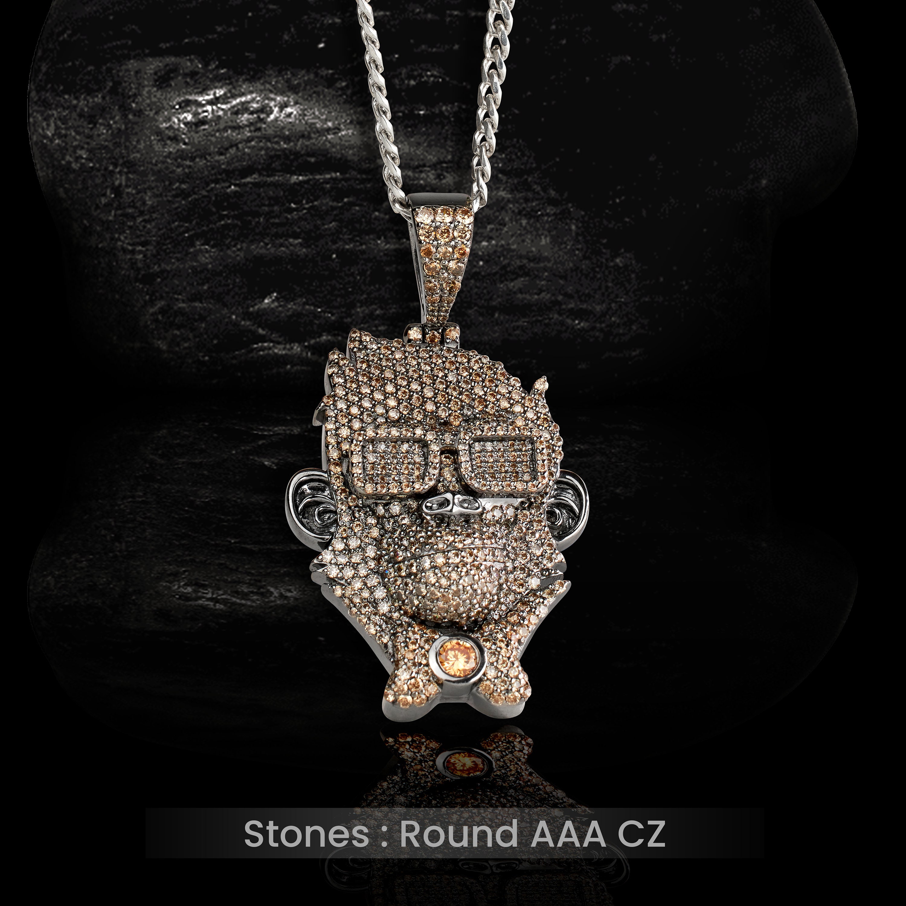 Iced Out Monkey Pendant Necklace Wearing Goggles Funky Monkey Hip