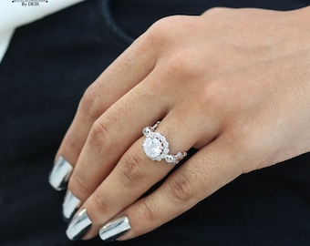 Skull Diamond Engagement Ring For Women, 1.70CT Diamond Skull Ring Womens, Skull Wedding Ring, Gothic Ring Skull Jewelry 925 Sterling Silver