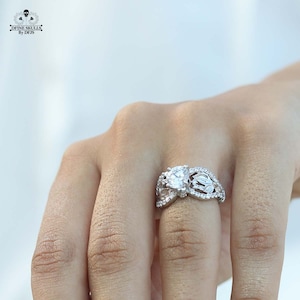 1.50CT Diamond Skull Engagement Ring for Women, Skull Diamond Ring, Womens Wedding Rings Floral Gothic Jewelry 925 Sterling Silver Handmade