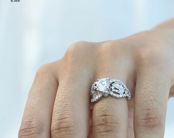 1.50CT Diamond Skull Engagement Ring for Women, Skull Diamond Ring, Womens Wedding Rings Floral Gothic Jewelry 925 Sterling Silver Handmade