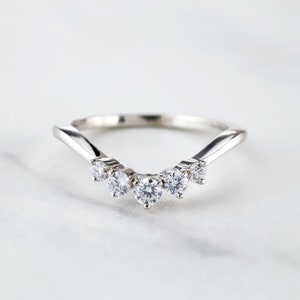 AAA CZ Diamond Wedding Band Ring Enhancer Guard for Engagement Rings Curved Stacking Band Sterling Silver Rose Gold Promise Rings for Women