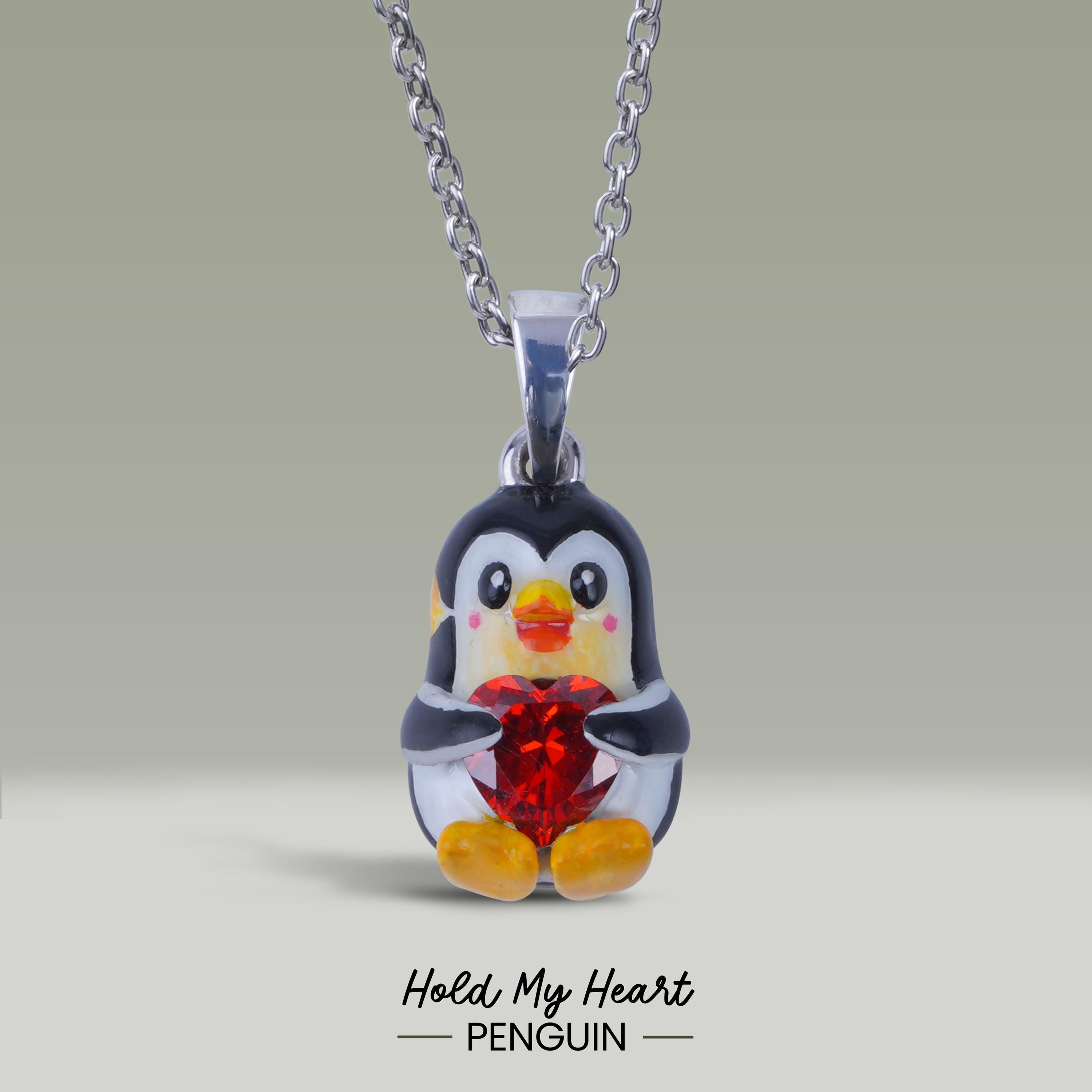 Collana Findout Con Ciondolo Pinguino Opalino - Argento, Per Donne E Ragazze, In Scatola Regalo